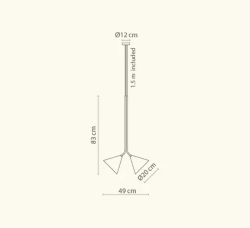 Suspension, Rubi Duo, noir et or, Ø20cm, H82cm - Robin