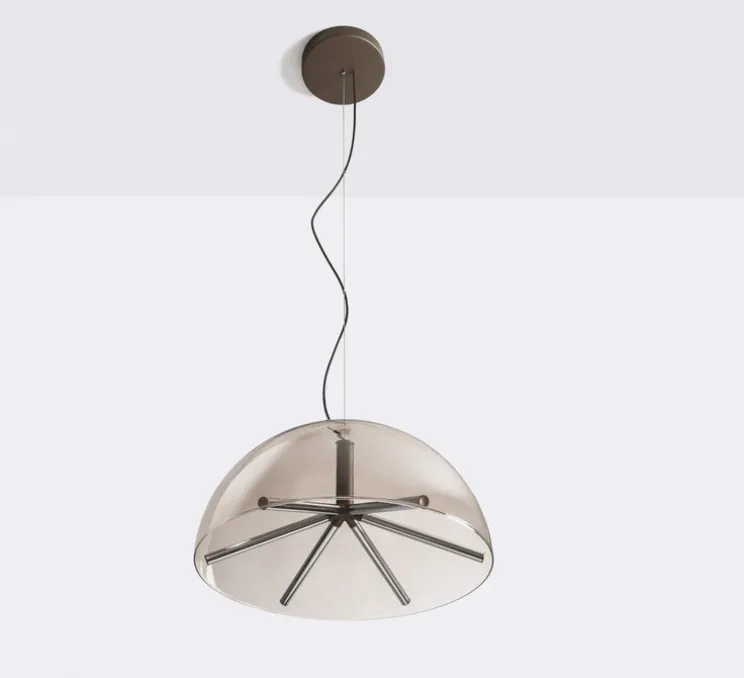 Suspension, Runa, bronze mat, gris fumé, LED, dim, 0-10V, 2700K, Ø45cm, H23cm-Penta