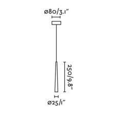 Suspension, Sabi, noir, LED, 2700K, 280 lm, Ø2,5cm, H25cm - Faro