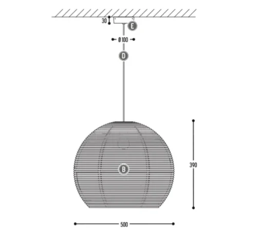 Suspension, Sangha 50, noir, Ø50cm, H39cm - Dark