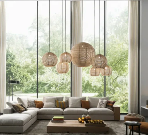 Suspension, Sangha 120, rotin, Ø120cm, H115cm - Dark