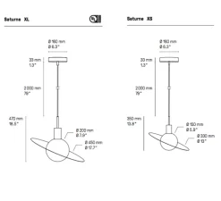 Suspension, Saturne XL, laiton satiné, LED, 1300lm, 2700k, Ø45cm, H47cm - CVL