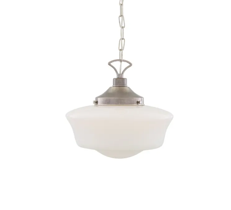 Suspension, Schoolhouse, Argent antique, Ø35cm, H28cm - Mullan Lighting