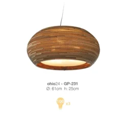 Suspension, Scraplights, Ohio 24, marron, Ø61cm, H24cm - Graypants
