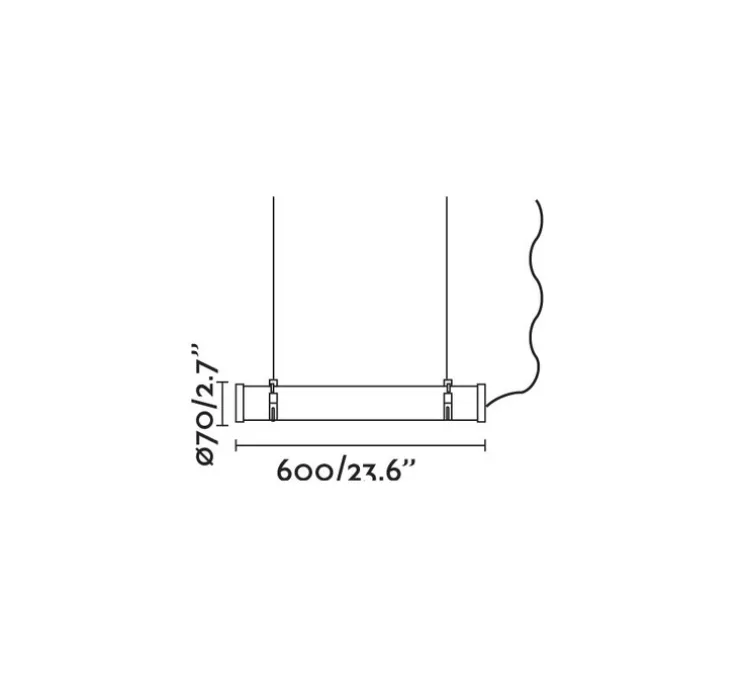 Suspension, Scuba, chrome, IP66, LED, 3000K, 3200 lm, Ø7cm, l60cm - Faro