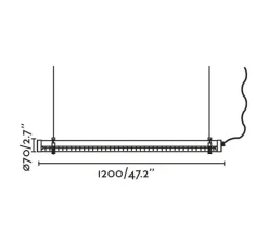 Suspension, Scuba Louver 120, noir, IP65, LED, 2700K, 1575 lm, L120cm, H7cm - Faro