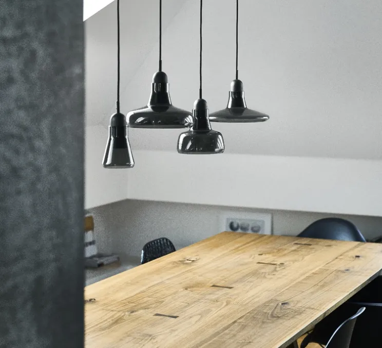 Suspension, Shadows, noir, verre brillant, dimmable, Ø25cm, H15,9cm - Brokis