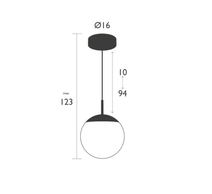 Suspension, Simple D25 MOOON! , Noir Carbone, IP42, LED, 5000K, 1000 lm, Ø25cm, H123cm - Fermob