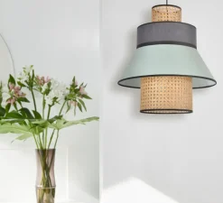 Suspension, Singapour GM, vert amande, gris, cannage, L42cm, Ø44cm - Market Set