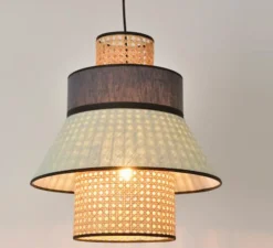 Suspension, Singapour GM, vert amande, gris, cannage, L42cm, Ø44cm - Market Set