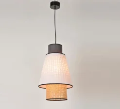 Suspension, Singapour S, gris, blanc, cannage, Ø30cm, H49,5cm - Market Set