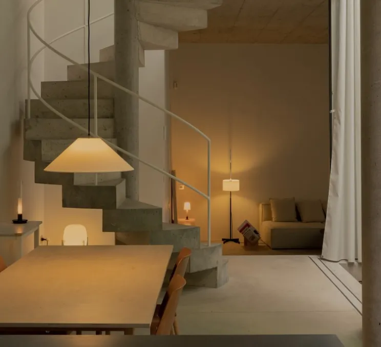 Suspension, Sisisi conicas Planas MT5, beige, câble noir, Ø64cm, H23cm - Santa & Cole