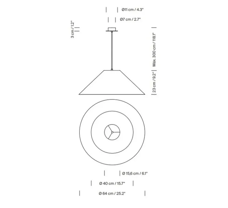 Suspension, Sisisi conicas Planas MT5, beige, câble noir, Ø64cm, H23cm - Santa & Cole