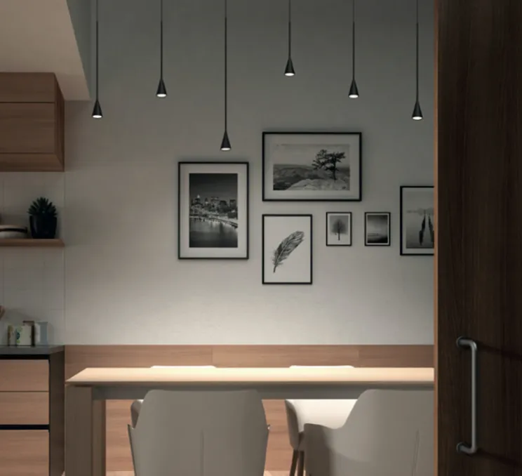 Suspension, Skybell Linear S/7L/20, noir, LED, 2700K, 2604lm, L182cm, H75cm - Bover