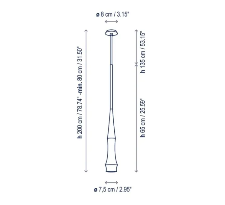 Suspension, Slend 01, noir ébène, Ø7,5cm, H65cm - Bover
