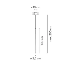 Suspension, Slim 0920, noir, LED, 2700K, 182lm, Ø2,6cm, H100cm - Vibia