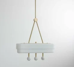 Suspension, Spate, laiton, marbre carrara, L44cm, H44cm - Bert Frank