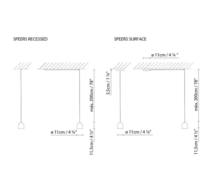 Suspension, Speers, noir, cuivre, H11,5cm - B-LUX