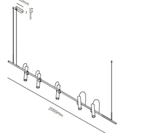Suspension, Spirit S2000, titanium, LED, dim, 2700K, 110 lm, L200cm, H18cm - Light Point