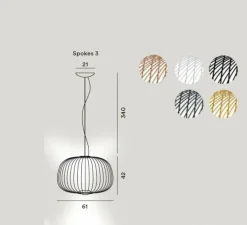 Suspension, Spokes 3, noir, LED, 2700K, 4080lm, Ø62cm, H42cm - Foscarini