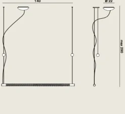 Suspension, Squiggle 8, blanc mat, LED, 2700K, 2500lm, L140cm, H4cm - Rotaliana