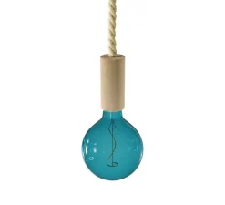 Suspension, série bois, beige, câble en corde, Ø5cm, H11cm - Creative Cables