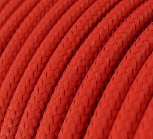 Suspension, série porcelaine, rouge, câble textile rouge feu brillant, Ø4,5cm, H6cm - Creative Cables