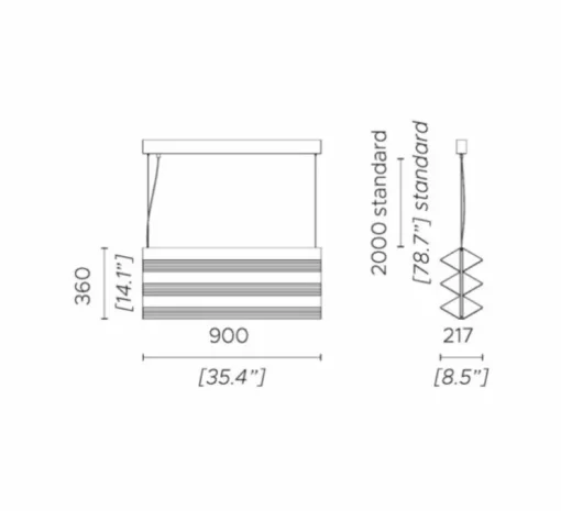 Suspension, Stick Trio, cuivre satiné, LED, dim, DALI, 2700K, 10000 lm, L90cm, H36cm - Contardi