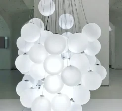 Suspension, Stochastic D87, 72 sphères, blanc opalin, LED, 2700k, 1541lm, Ø50cm, H60cm - Luceplan