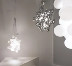 Suspension, Stochastic D87sp, 48 sphères, blanc opalin, LED, 2700k, 1541lm, Ø40cm, H60cm - Luceplan