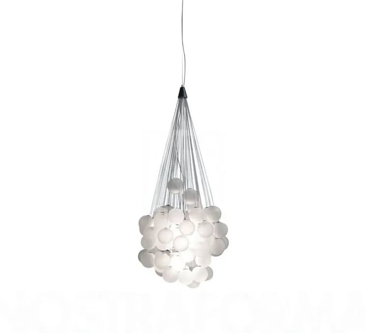 Suspension, Stochastic D87sp, 48 sphères, blanc opalin, LED, 2700k, 1541lm, Ø40cm, H60cm - Luceplan