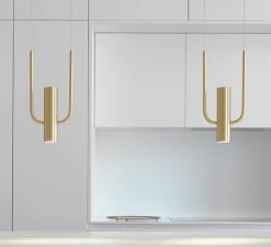Suspension, Storm, Laiton satiné, LED, 2700K, 600lm, Ø15,6cm, H48 à 248cm - CVL