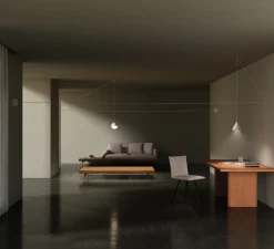 Suspension, String Light, (cone, 12m, rosace), blanc, LED, dim, 2700K, 1033 lm, Ø19cm, H16cm - Flos