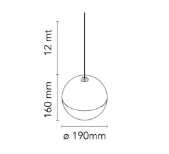 Suspension, String Light, (sphère, 12m, rosace), blanc, LED, dim, 2700K, 1033 lm, Ø19cm, H19cm - Flos