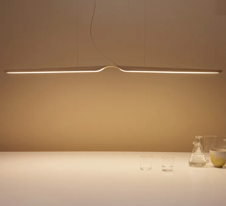 Suspension, Swan, variable TRIAC, 500mA, chêne, LED, 2700K, 3951lm, L162cm, H7cm - Tunto