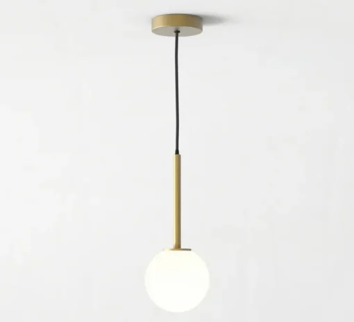Suspension, Tacoma, laiton antique, abat-jour Tacoma Glass opalin, IP44, Ø13,5cm, H185cm - Astro