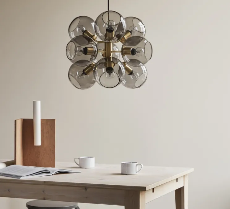 Suspension, TAGE 50, laiton, gris fumé, Ø45cm, H37cm - Cobankeryd