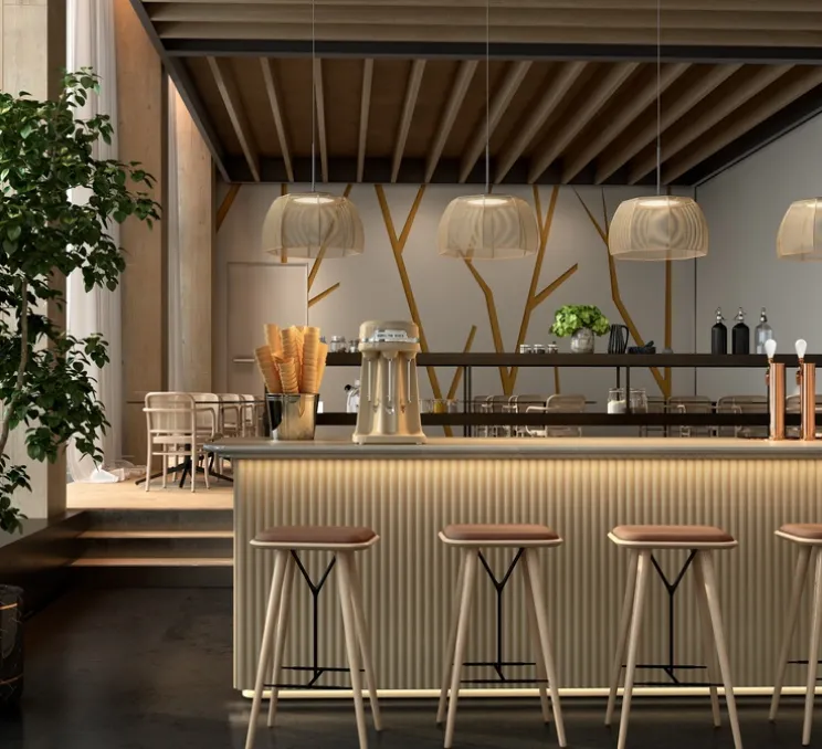 Suspension, Tanit S/43, beige, LED, 2700K, 1400lm, Ø43cm, H58cm - Bover