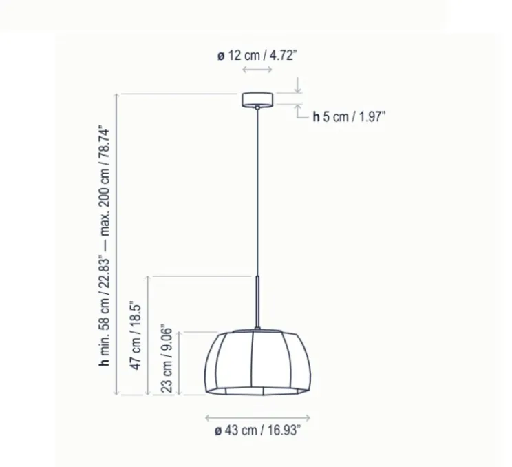 Suspension, Tanit S/43, beige, LED, 2700K, 1400lm, Ø43cm, H58cm - Bover
