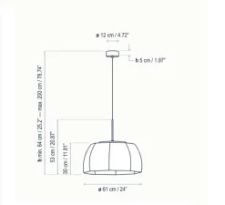Suspension, Tanit S/61, beige, LED, 2700K, 2400lm, Ø61cm, H64cm - Bover