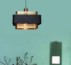 Suspension, Tarya Carré , laiton, noir, Ø40cm, H24cm - Gong
