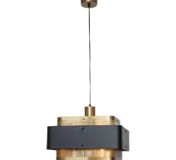 Suspension, Tarya Carré , laiton, noir, Ø40cm, H24cm - Gong