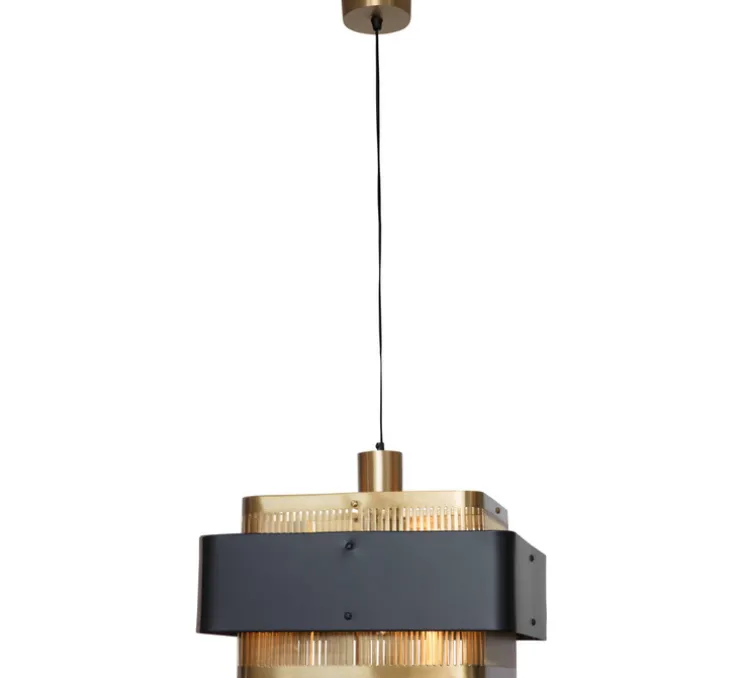 Suspension, Tarya Carré , laiton, noir, Ø40cm, H24cm - Gong