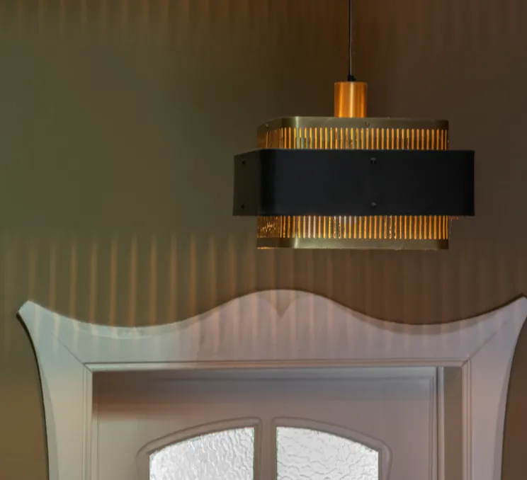 Suspension, Tarya Carré , laiton, noir, Ø40cm, H24cm - Gong