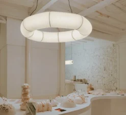 Suspension, Tekio Circular P8, papier Washi, LED, dim, 2200-2700K, 8084 lm, Ø140cm, H25cm - Santa & Cole