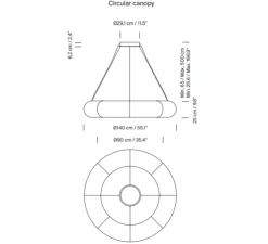 Suspension, Tekio Circular P8, papier Washi, LED, dim, 2200-2700K, 8084 lm, Ø140cm, H25cm - Santa & Cole