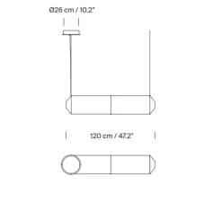Suspension, Tekio Horizontal P2, circular canopy, papier Washi, LED, dim, 2200-2700K, 2190 lm, L120cm, H25cm - Santa & Cole