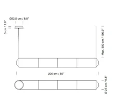 Suspension, Tekio Horizontal P4, circular canopy, papier Washi, LED, dim Dali, 2200-2700K, 4067 lm, L226cm, H25cm - Santa & Cole