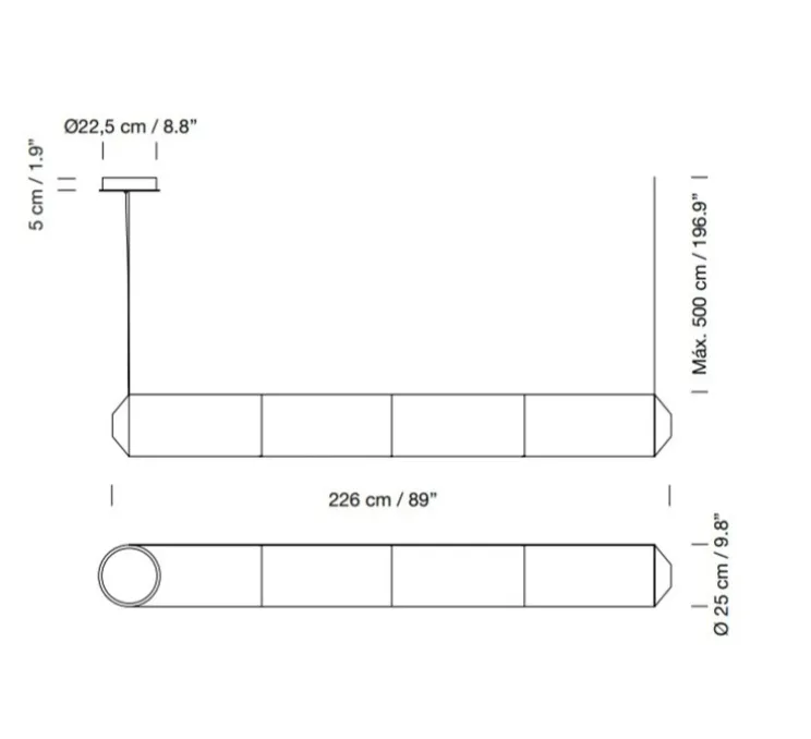 Suspension, Tekio Horizontal P4, circular canopy, papier Washi, LED, dim Dali, 2200-2700K, 4067 lm, L226cm, H25cm - Santa & Cole