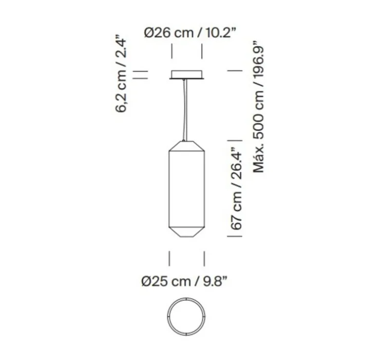 Suspension, Tekio Vertical P1, papier Washi, LED, dim, 2700K, 1251 lm, Ø25cm, H67cm - Santa & Cole